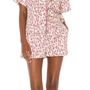 L*Space Nova Satin Lounge Shorts in Kat Power. Pink Cheetah Print. Size XL